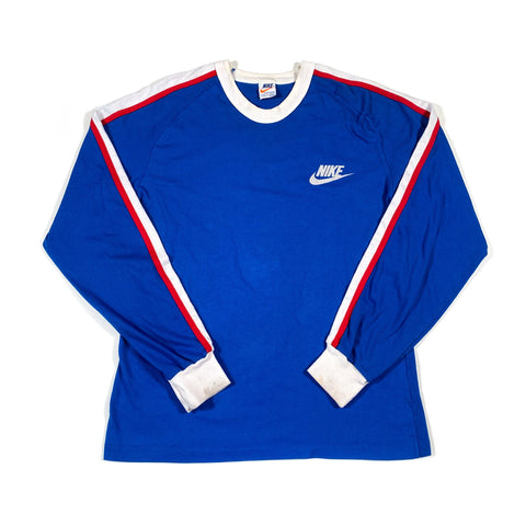 Vintage 70's Nike Pennzoil Longsleeve Striped Blue T-Shirt - CobbleStore Vintage