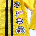 Vintage 70's Yellow Racing Patched Striped Windbreaker Jacket - CobbleStore Vintage