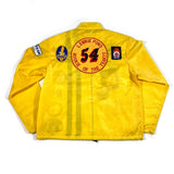 Vintage 70's Yellow Racing Patched Striped Windbreaker Jacket - CobbleStore Vintage