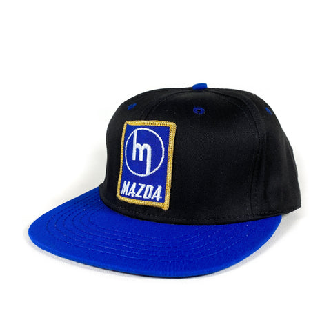 Vintage Mazda Logo Black Blue Snapback Trucker Hat