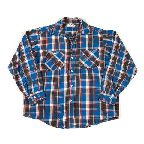 Vintage 80's King Kole Thick Flannel Blue Plaid Shirt - CobbleStore Vintage